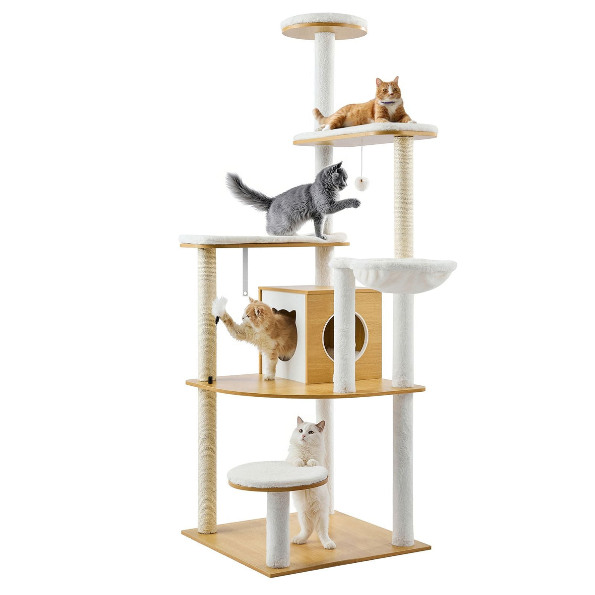 Large Cat Tree, 68.9 inches Tall, Cat Tower, Multi-level Cat Condo Furniture Activity Center with Cozy Perches, Sisal Scratching Posts, Hammock, Big Kittens House for Indoor Cats Play & Rest