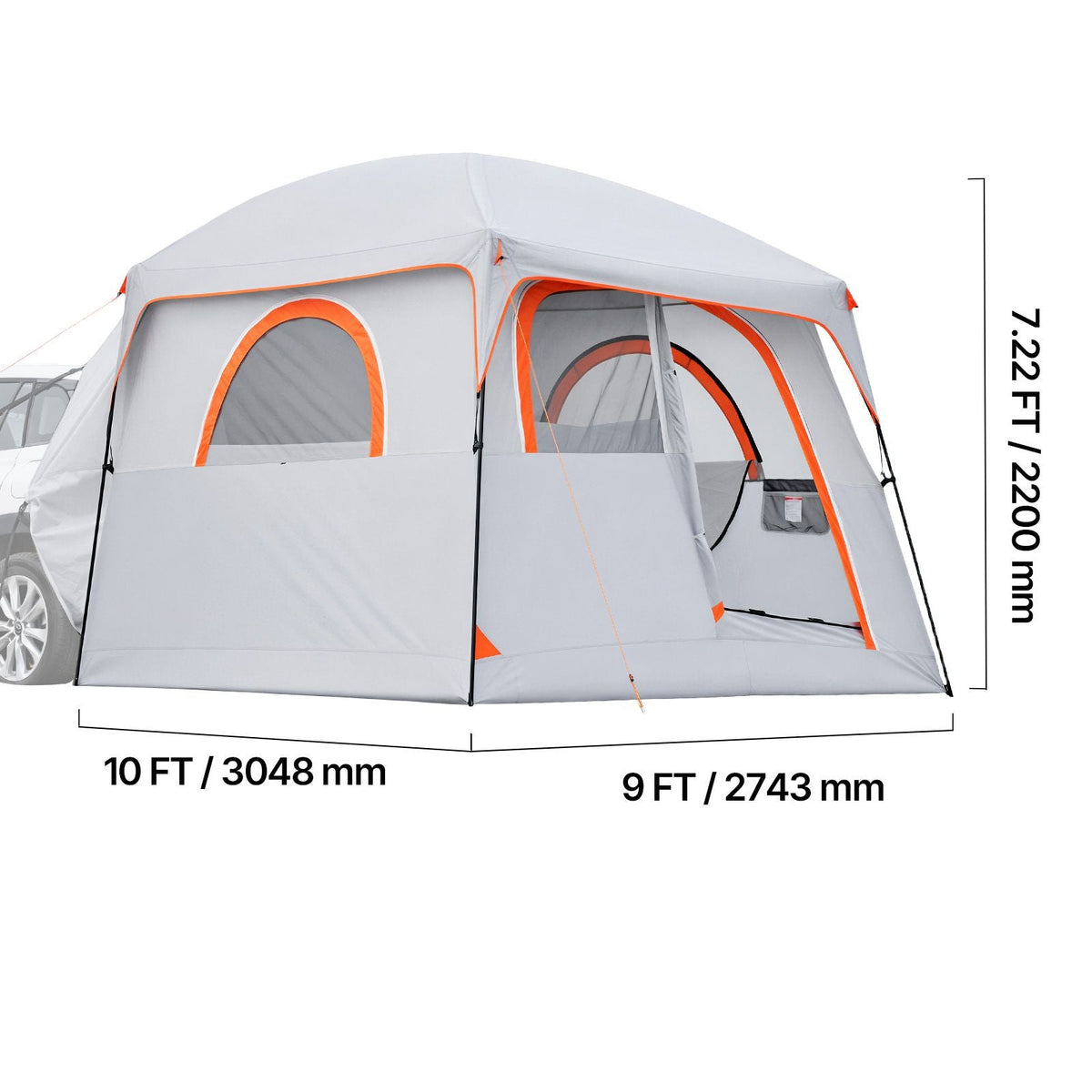 Large SUV Tent for 6 Person, 10 x 9 FT 3-Season SUV Tailgate Tent with Ventilated Doors & Mesh Windows, PU2000mm Waterproof Dual-Use Car Rear Hatch Tents for Outdoor Camping Hiking