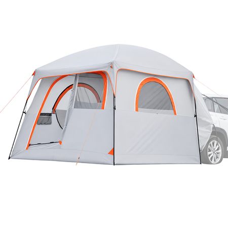 Large SUV Tent for 6 Person, 10 x 9 FT 3-Season SUV Tailgate Tent with Ventilated Doors & Mesh Windows, PU2000mm Waterproof Dual-Use Car Rear Hatch Tents for Outdoor Camping Hiking