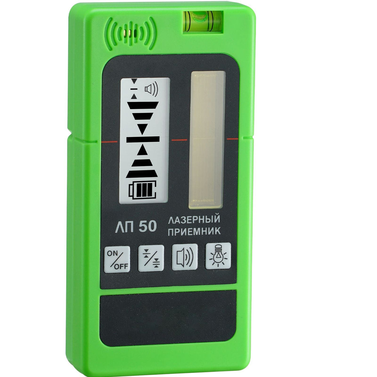 Laser Receiver, 197 ft Working Range, Green Laser and Red Beam Detector for Pulsing Line Lasers, Customizable Speaker & Dual LCD Display & Built-In Bubble Level with Clamp for Laser Level