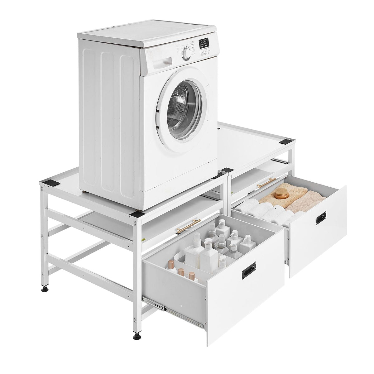 Laundry Pedestal, 22.6 in Height, 29 x 29 in Washer and Dryer Pedestals with Pull-out Tray and Storage Space, 800 lbs Load Capacity, Non-Slip Feet Washing Machine Stand Universal, White, 2 Pack