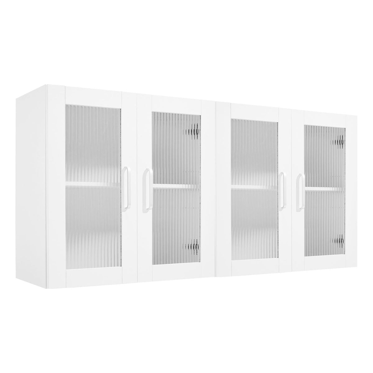 Laundry Room Wall Cabinet, 2-Tier Wall Mounted Cabinet with Adjustable Shelf, Cupboard Storage with 4 Doors, for Kitchen, Bathroom, Laundry, Set of 2, Each 12 x 24 x 24 in (D x W x H), White