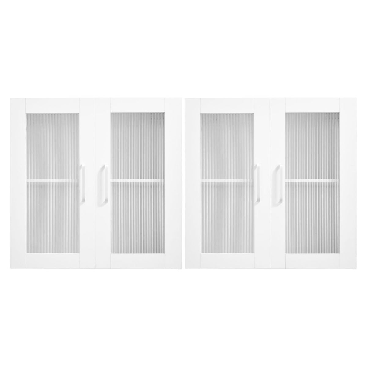 Laundry Room Wall Cabinet, 2-Tier Wall Mounted Cabinet with Adjustable Shelf, Cupboard Storage with 4 Doors, for Kitchen, Bathroom, Laundry, Set of 2, Each 12 x 24 x 24 in (D x W x H), White