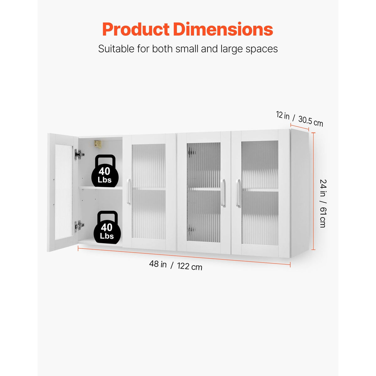 Laundry Room Wall Cabinet, 2-Tier Wall Mounted Cabinet with Adjustable Shelf, Cupboard Storage with 4 Doors, for Kitchen, Bathroom, Laundry, Set of 2, Each 12 x 24 x 24 in (D x W x H), White