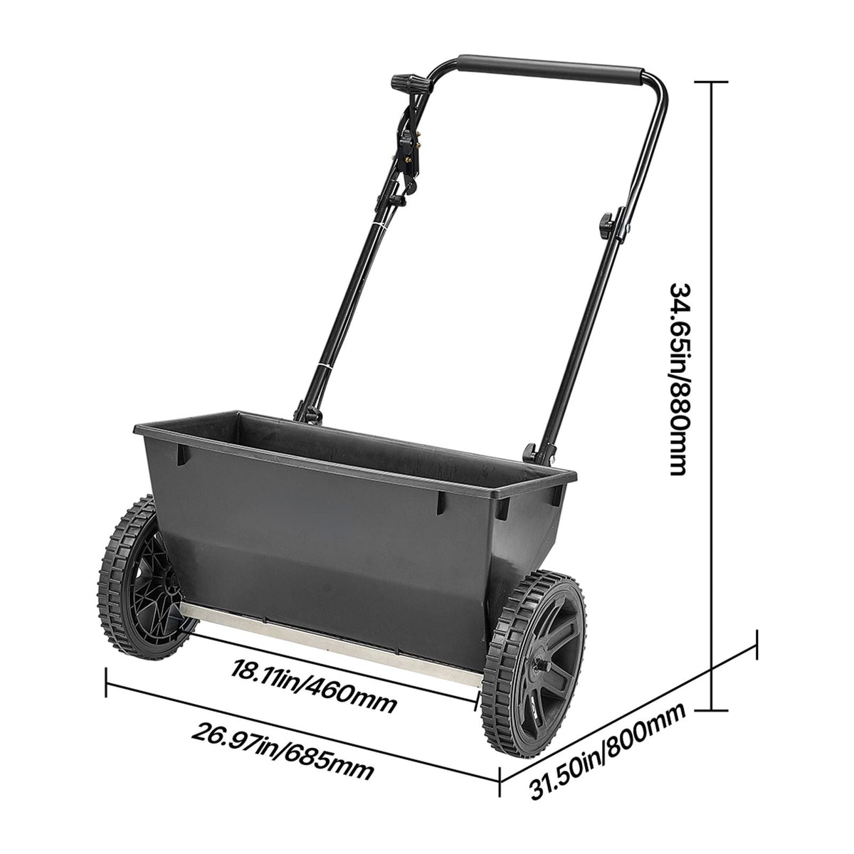 Lawn Drop Spreader, 50LBS Capacity, Walk-Behind Push Spreader, 18 in Spreading Width, 10 in All Terrain Pneumatic Tires, Lawn Spreaders with Hopper Grate, for Seed, Fertilizer, Salt, Ice Melt