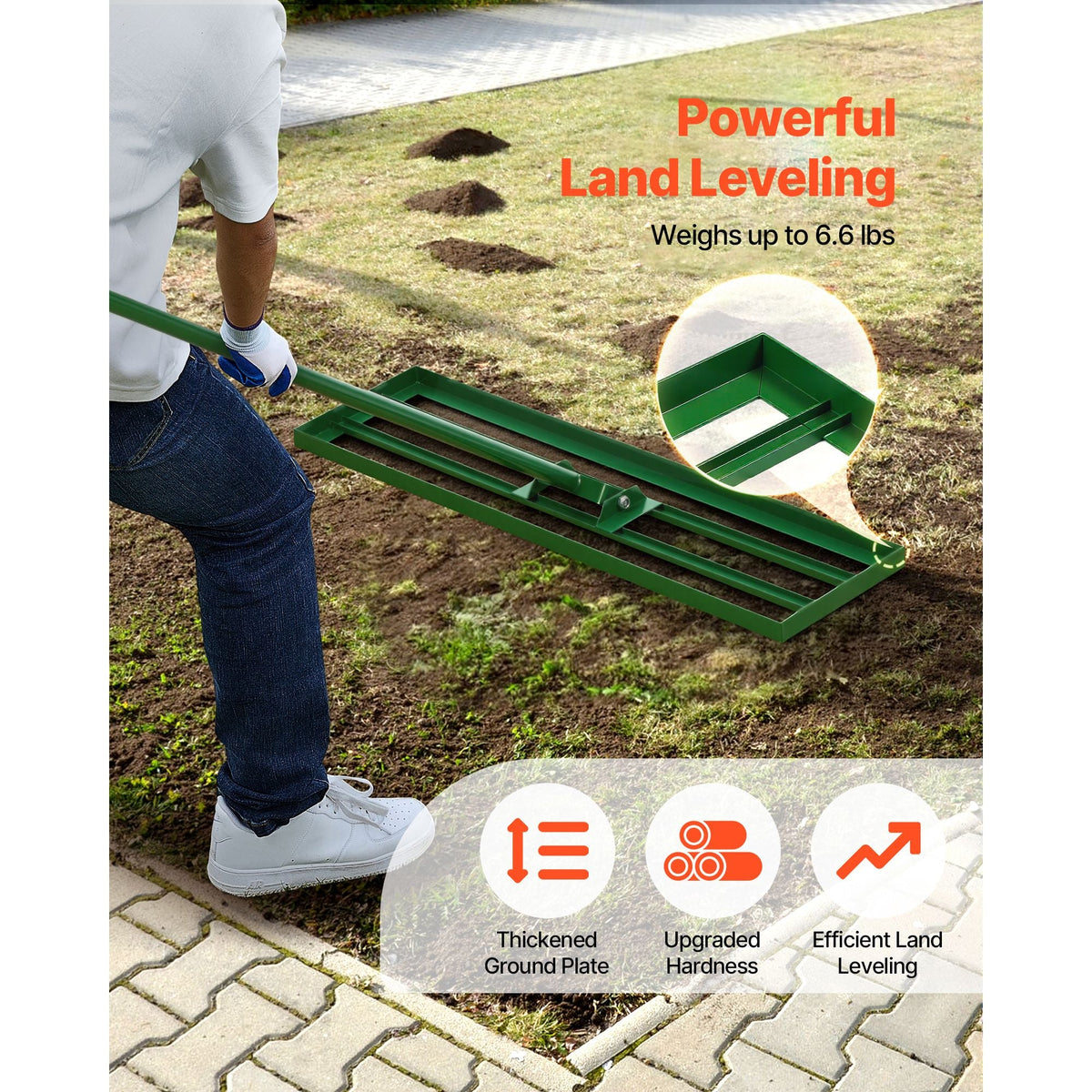 Lawn Leveling Rake, 36"x10" Level Lawn Tool, Heavy-duty Lawn Leveler with 78" Steel Extended Handle, Yard Leveling Rake Suit for Garden, Golf Lawn, Farm