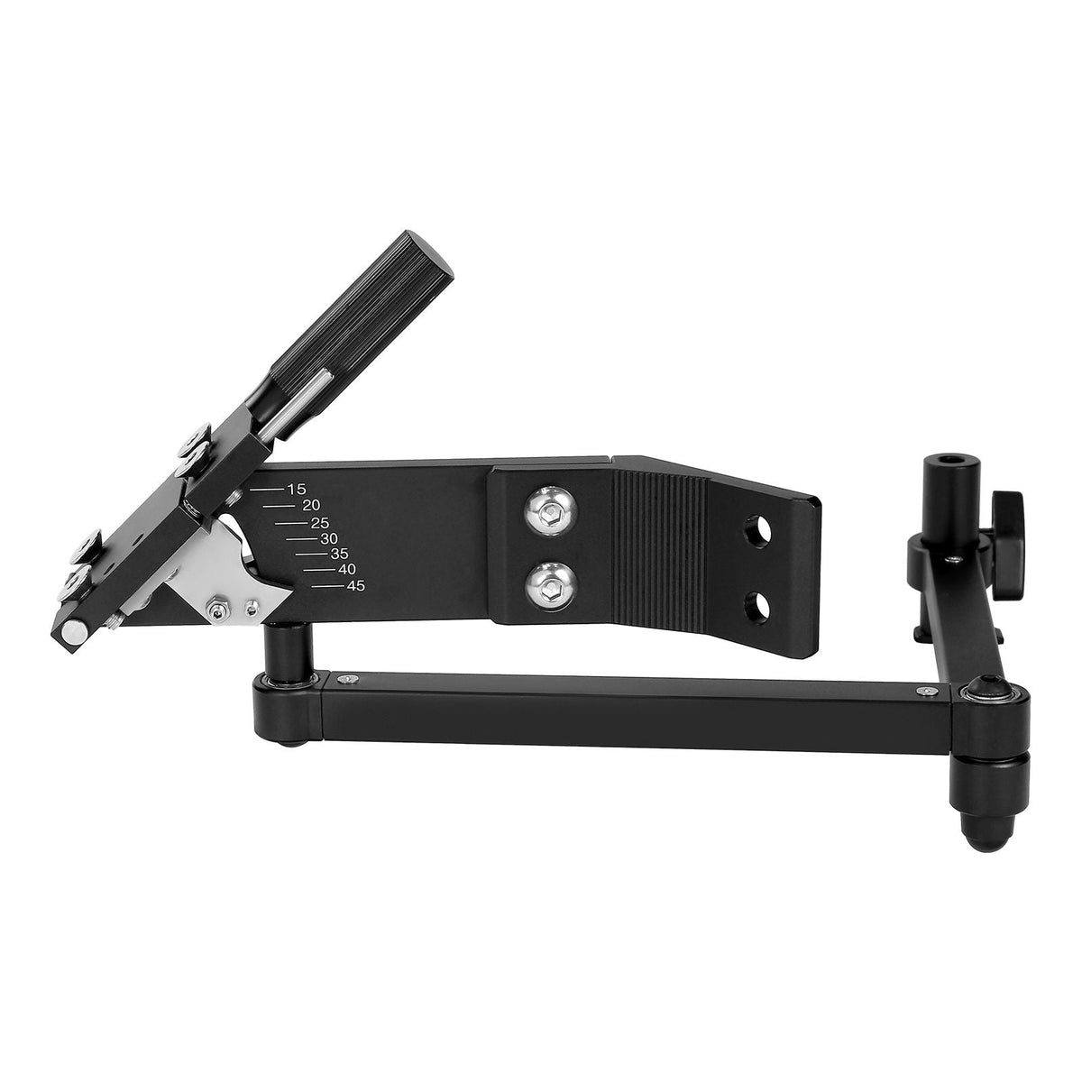 Lawn Mower Blade Sharpener, 15° - 45° Adjustable Lawnmower Blade Sharpening Tool with 4 Adapter Pins, Ball Bearing Design & 25mm Enlarged Handle, Compatible with Most Angle Grinders