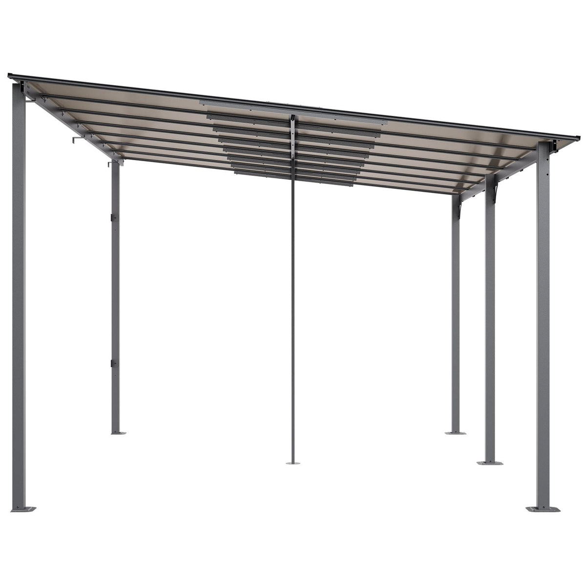 Lean to Gazebo for Patio, 10' x 14' Hard Top Gazebo with Aluminum Frame, Wall Mounted & Freestanding Pergola, UV Resistant Polycarbonate Roof, Outdoor Patio Awnings for Deck, Garden and Backyard
