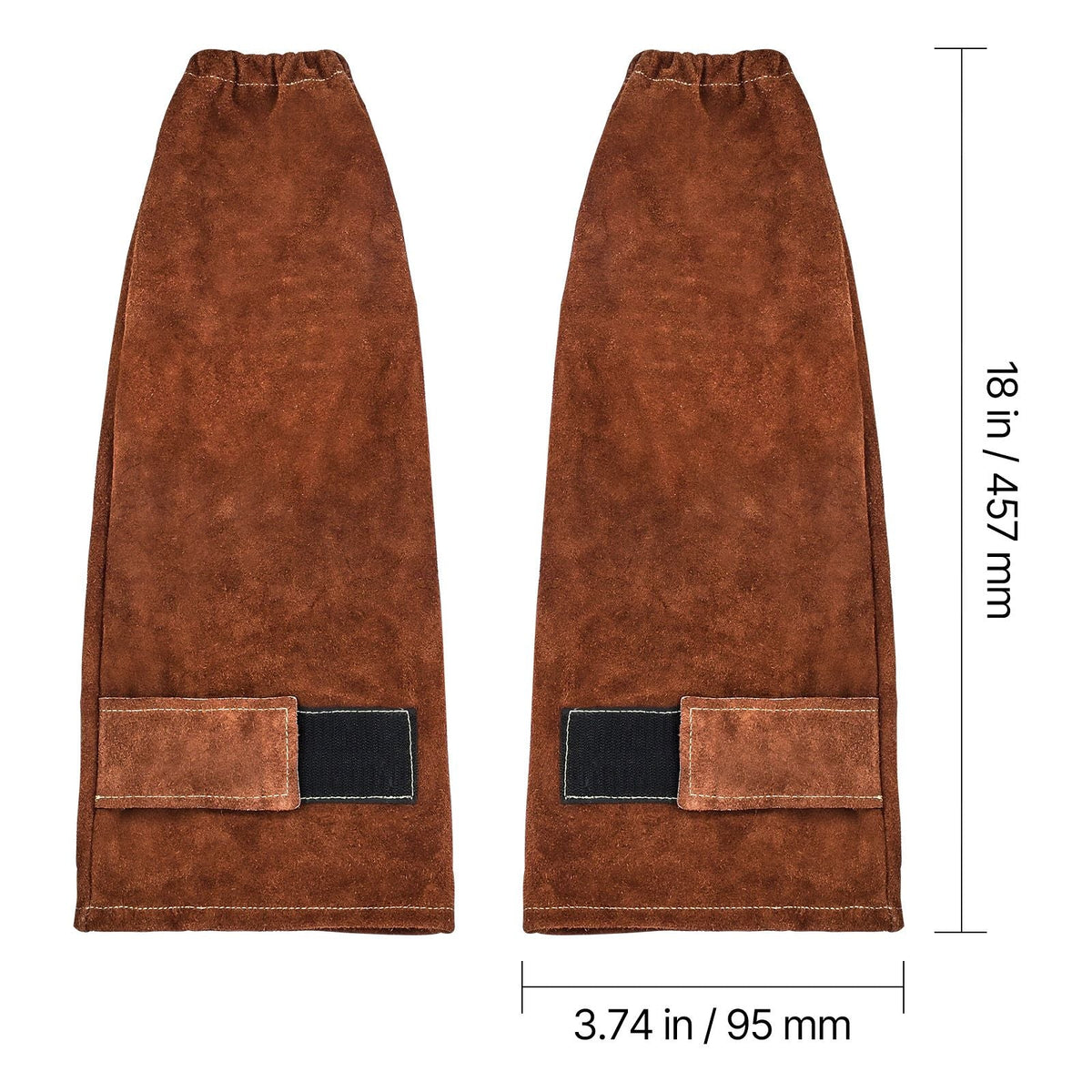 Leather Welding Sleeves, Heavy Duty Cowhide Flame Resistant Work Sleeves for Arm Protection, Heat-Resistant Safety Sleeve for Welding, Blacksmithing, Woodworking, Gardening