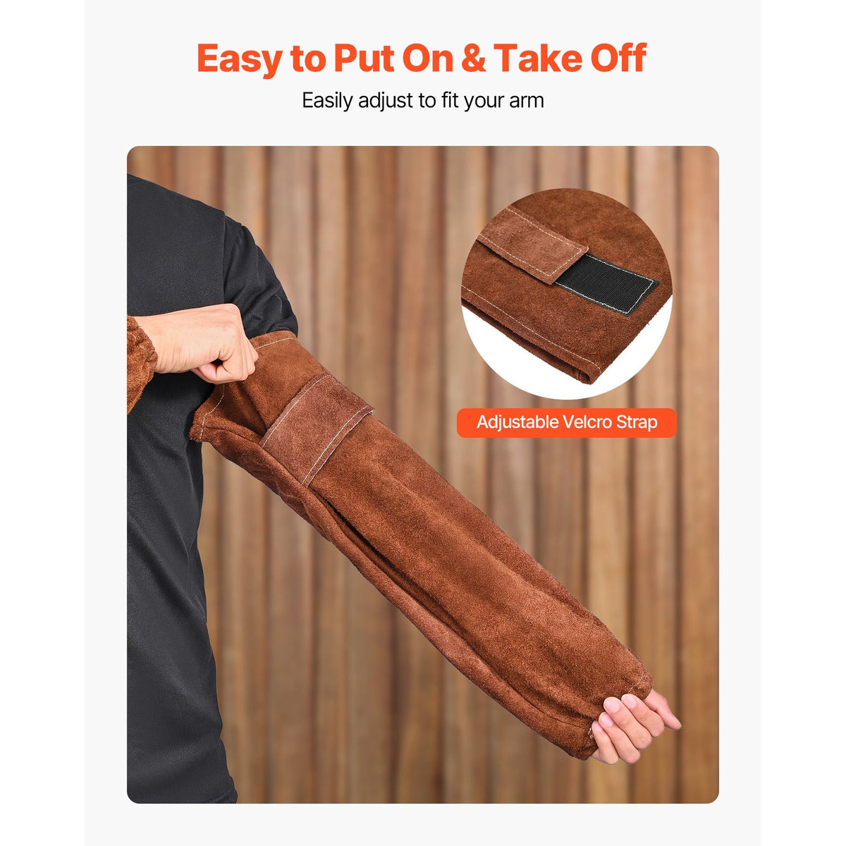 Leather Welding Sleeves, Heavy Duty Cowhide Flame Resistant Work Sleeves for Arm Protection, Heat-Resistant Safety Sleeve for Welding, Blacksmithing, Woodworking, Gardening