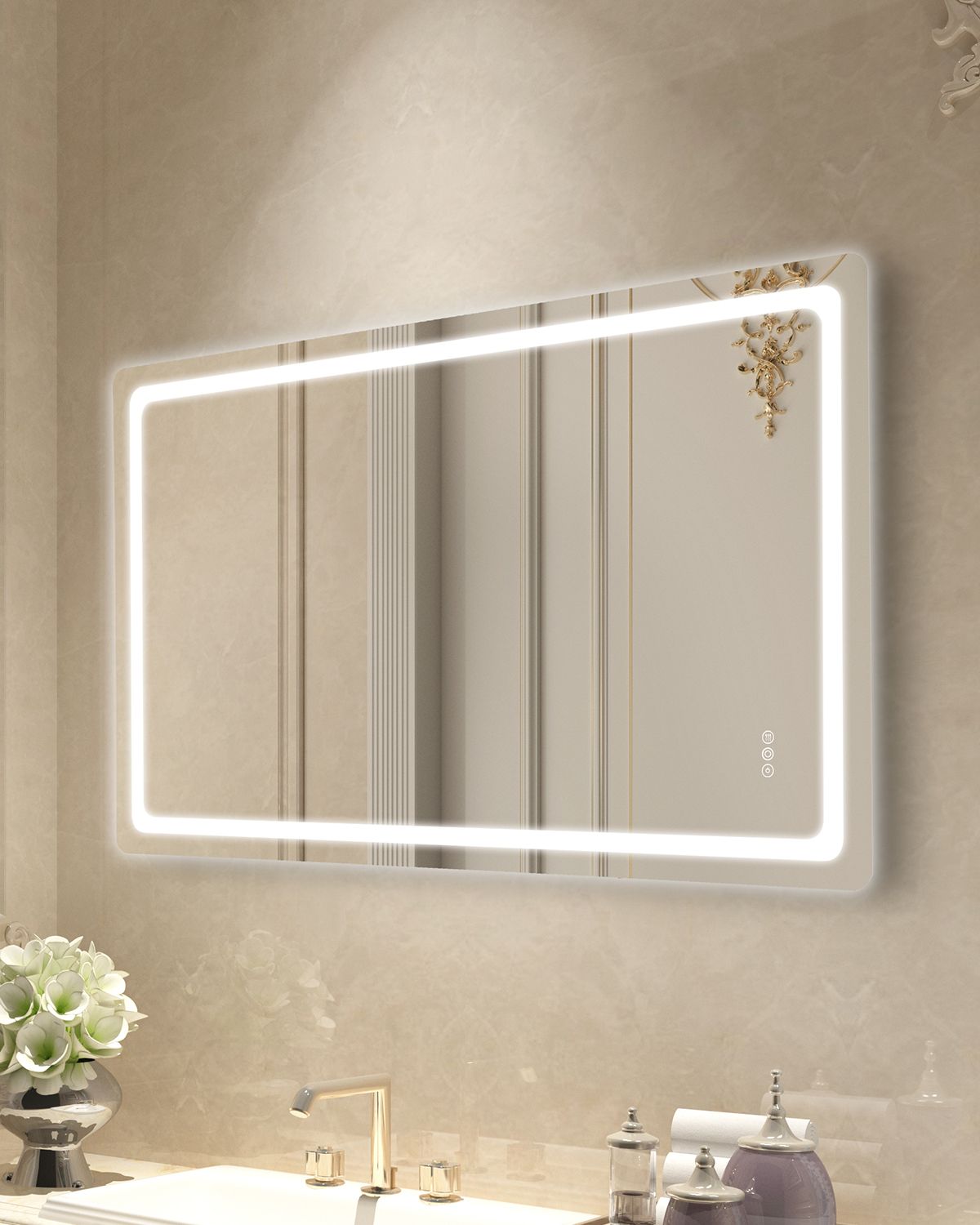 LED Bathroom Mirror, 36" x 72" LED Bathroom Vanity Mirror with Frontlit and Backlit, Anti-Fog Memory Mirror with Lights, Stepless 3 Colors Temperature Dimmable Bathroom Mirror, Wall Mounted