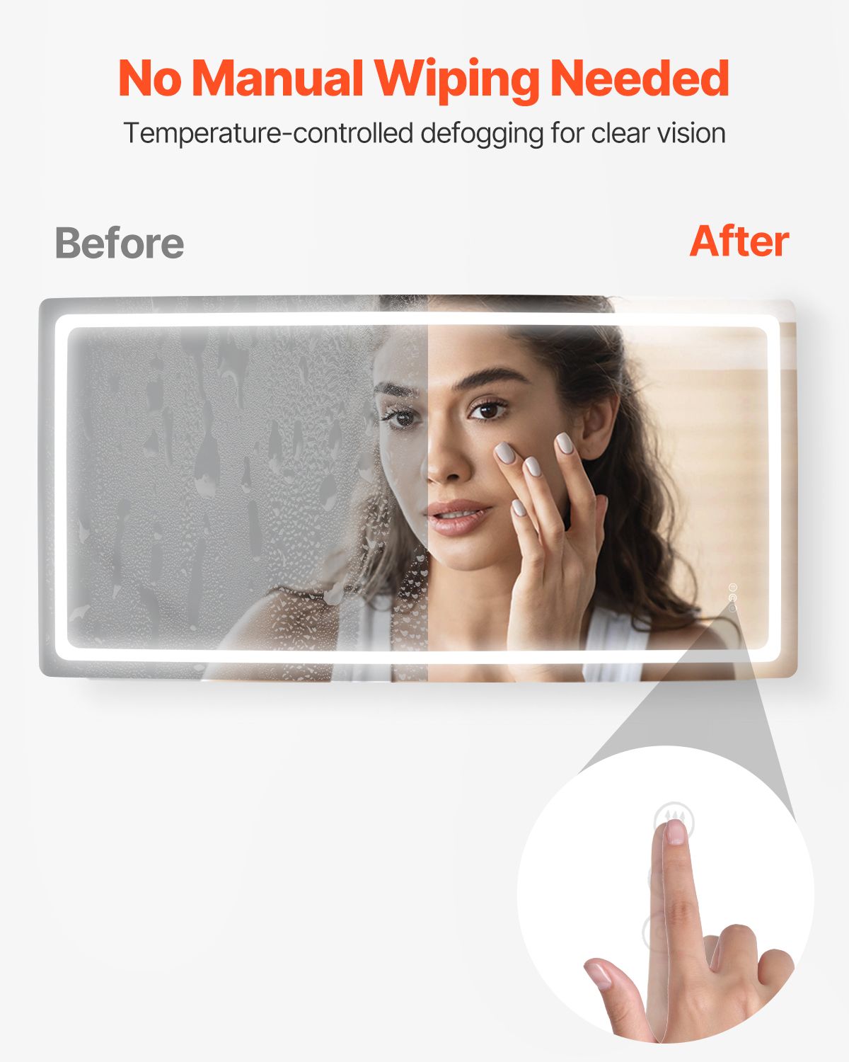 LED Bathroom Mirror, 36" x 72" LED Bathroom Vanity Mirror with Frontlit and Backlit, Anti-Fog Memory Mirror with Lights, Stepless 3 Colors Temperature Dimmable Bathroom Mirror, Wall Mounted
