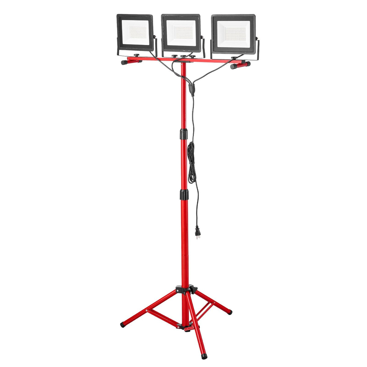 LED Work Light with Stand, 15000 Lumens, Three-Head Portable Camping Light with Individual Switch, Tripod Stand, 10.83 ft Power Cord, for Indoor Outdoor Job Site Construction, IP65 Waterproof