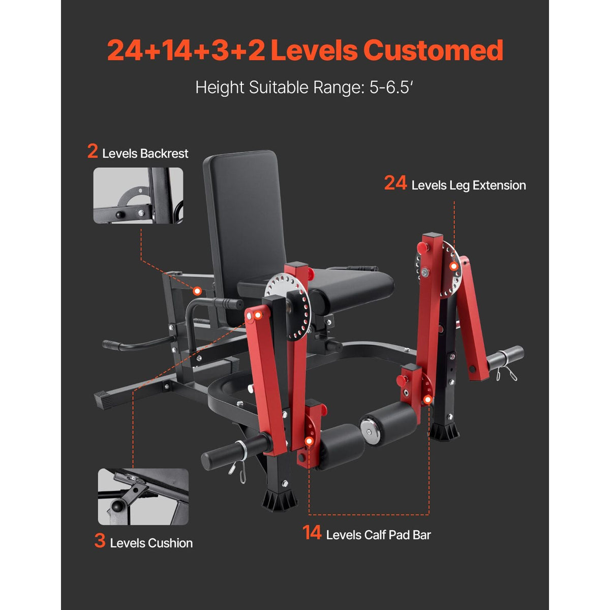 Leg Extension and Curl Machine, Seated Leg Rotary Extension for Thigh, Adjustable Lower Body Specialty Exercises Equipment, Heavy Duty Workout Bench for Home Gym, 700 LBS Capacity