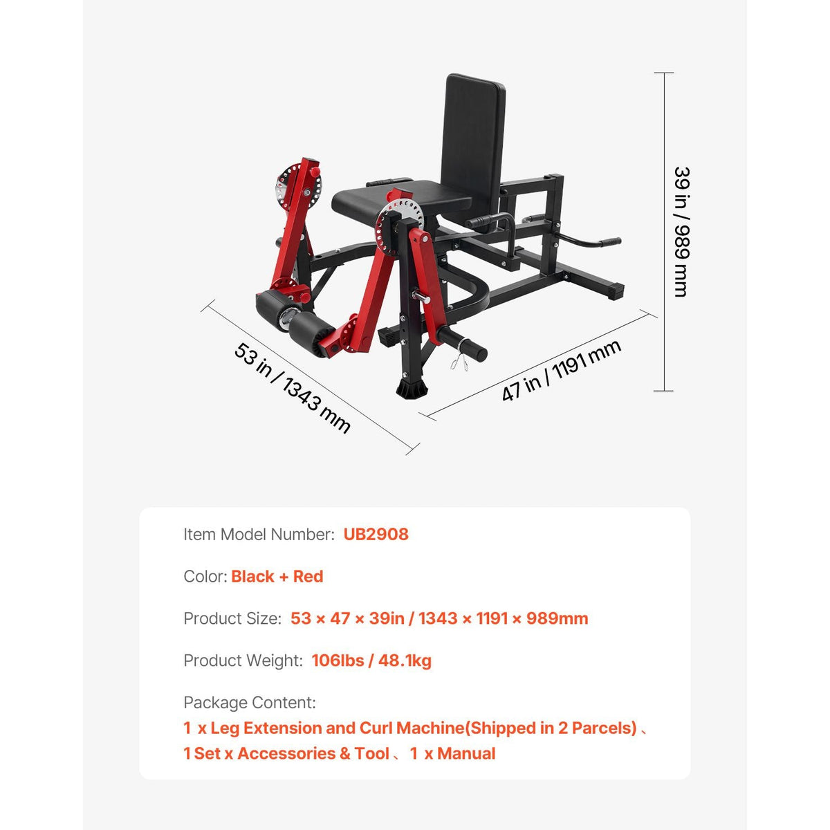 Leg Extension and Curl Machine, Seated Leg Rotary Extension for Thigh, Adjustable Lower Body Specialty Exercises Equipment, Heavy Duty Workout Bench for Home Gym, 700 LBS Capacity