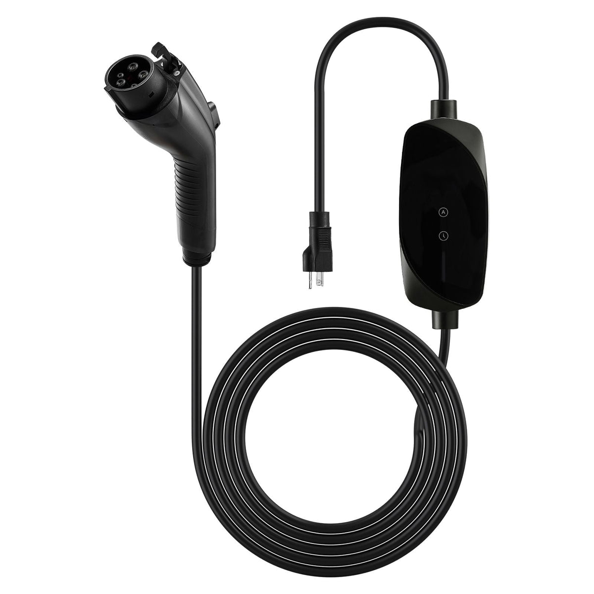 Level 1&2 EV Charger, 16 Amp Adjustable Current, Electric Vehicle Portable Charger with 25 ft Cable, 120V-240V, NEMA 6-20P Plug NEMA 5-15 Adapter, LCD, Home Car Charging Station for SAE J1772 EV
