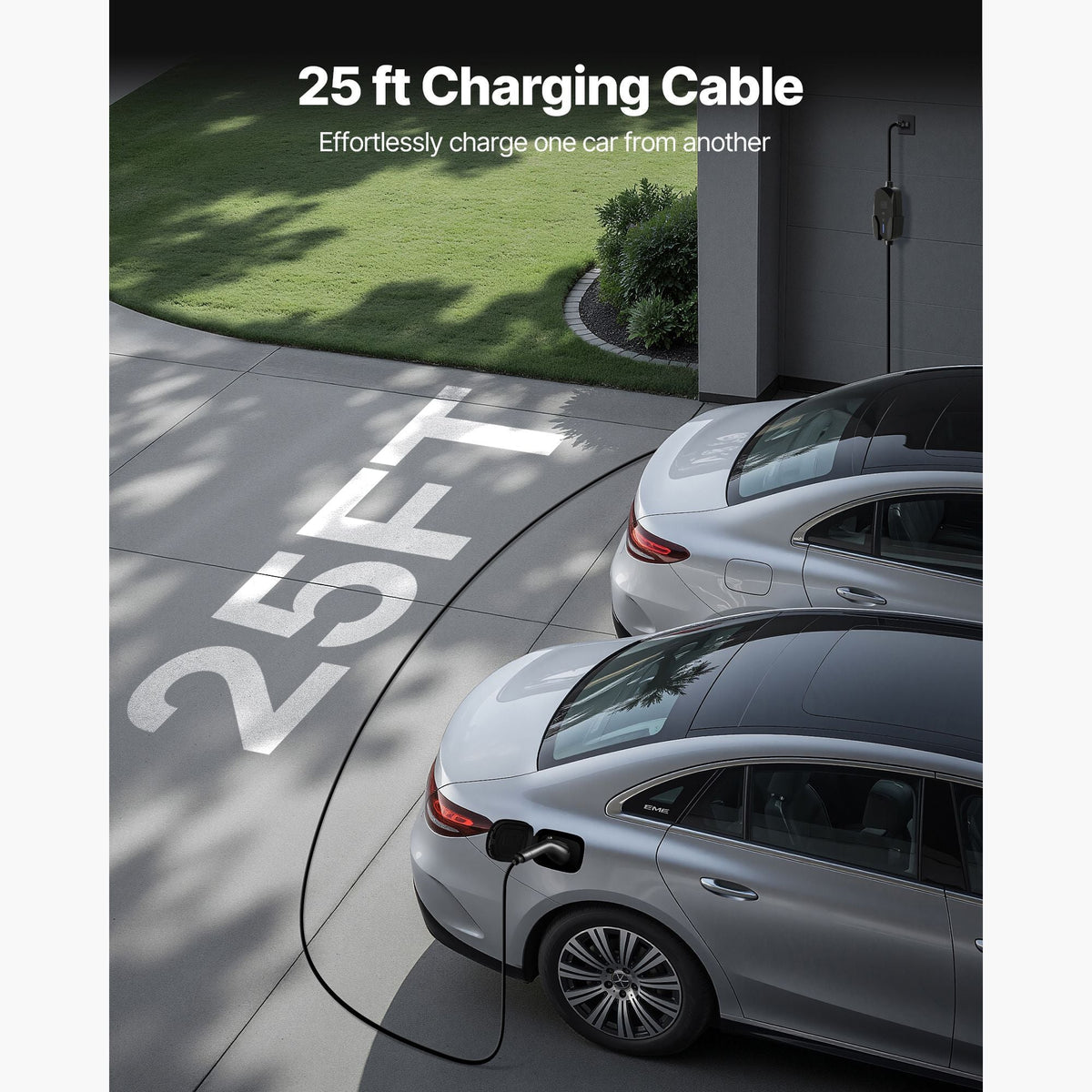 Level 1&2 EV Charger, 16 Amp Adjustable Current, Electric Vehicle Portable Charger with 25 ft Cable, 120V-240V, NEMA 6-20P Plug NEMA 5-15 Adapter, LCD, Home Car Charging Station for SAE J1772 EV