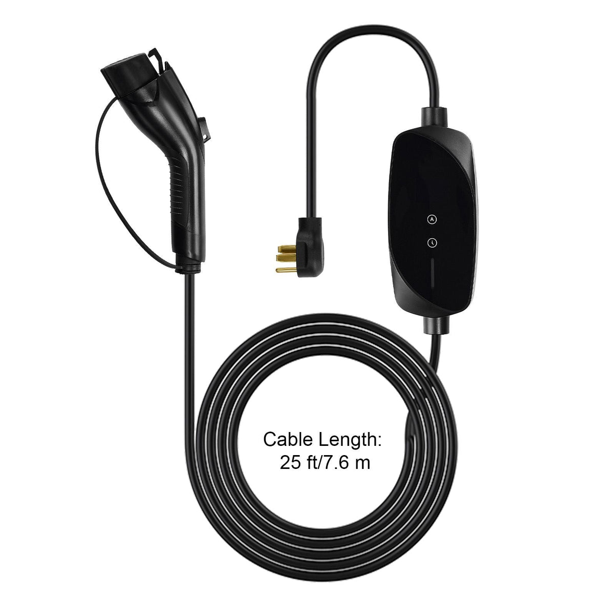 Level 2 EV Charger, 32 Amp Adjustable Current, 240V Electric Vehicle Portable Charger with 25 ft Charging Cable, NEMA 14-50P Plug, LCD Display, Plug-in Home Car Charging Station for SAE J1772 EV
