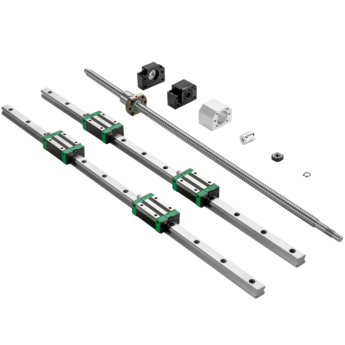 Linear Guide Rail 2Pcs HGR20-2000mm Linear Slide Rail with 1Pcs RM1605-2000mm Ballscrew with BF12/BK12 Kit Linear Slide Rail Guide Rail Square for DIY CNC Routers Lathes Mills