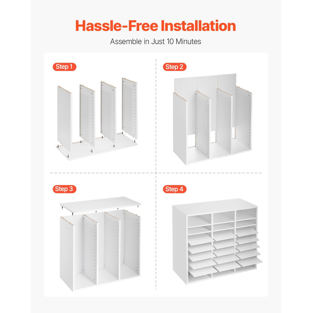 Literature Organizer, 24 Compartments Office Mailbox with Adjustable Shelves, Wooden Mailbox Sorter Medium Density Fiberboard Office Home Classroom Storage for Files, Documents, Papers, White
