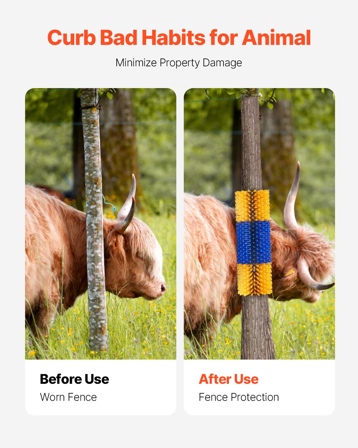 Livestock Scratching Brush, 3 Pcs Horse Brush with 6 Screws, 20 x 7.5 in Cow Scratcher, for Back Itch Relief & Keep Cleaning, Grooming & Scratching Post Brush for Horse, Pig, Cattle Supplies