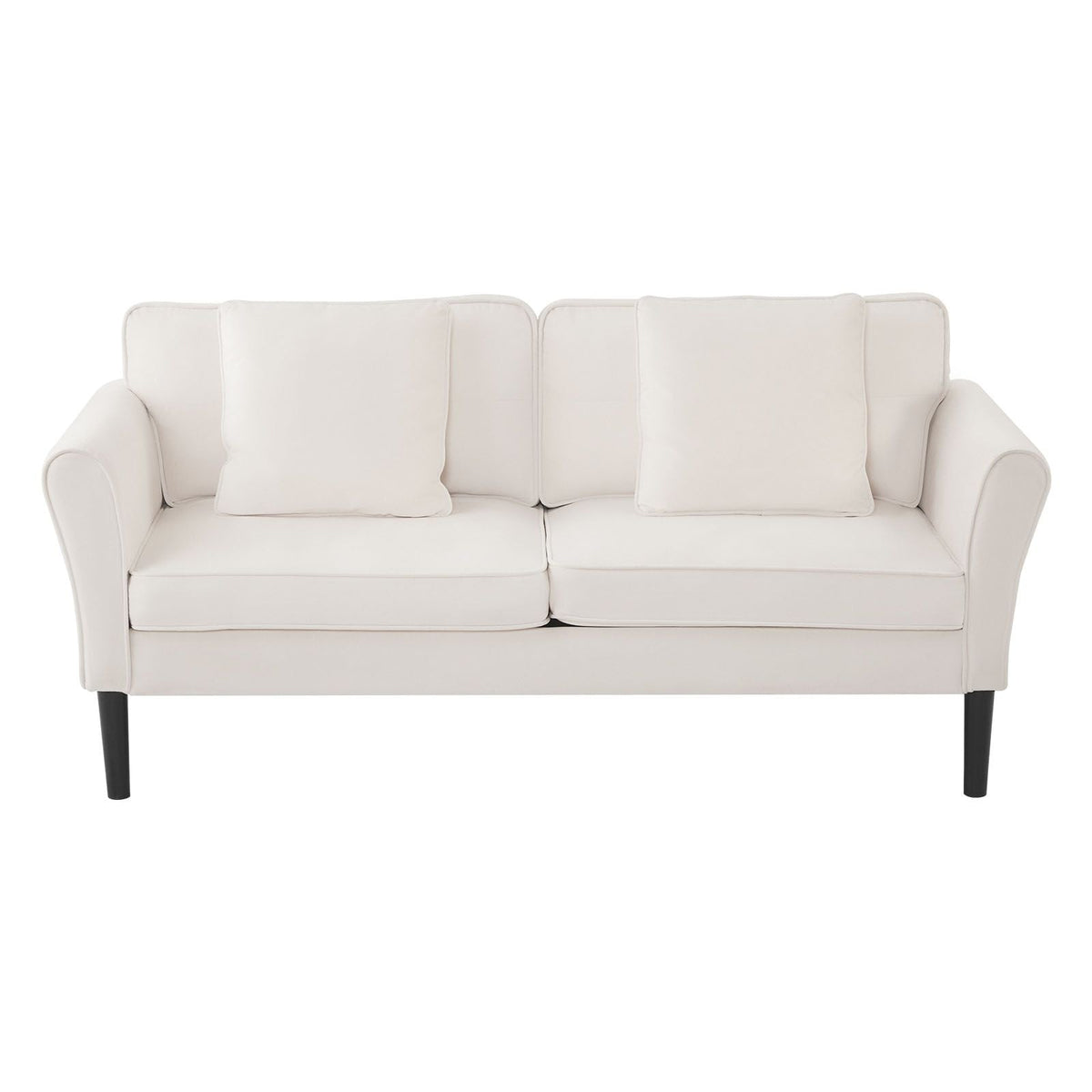 Loveseat Sofa, 69-Inch Small Sofa Couch for Living Room, Velvet Fabric 2-Seats Couch with Sinuous Spring, Soft Cushions and Sturdy Frame, Comfy Loveseat for Bedroom, Office or Apartment, White