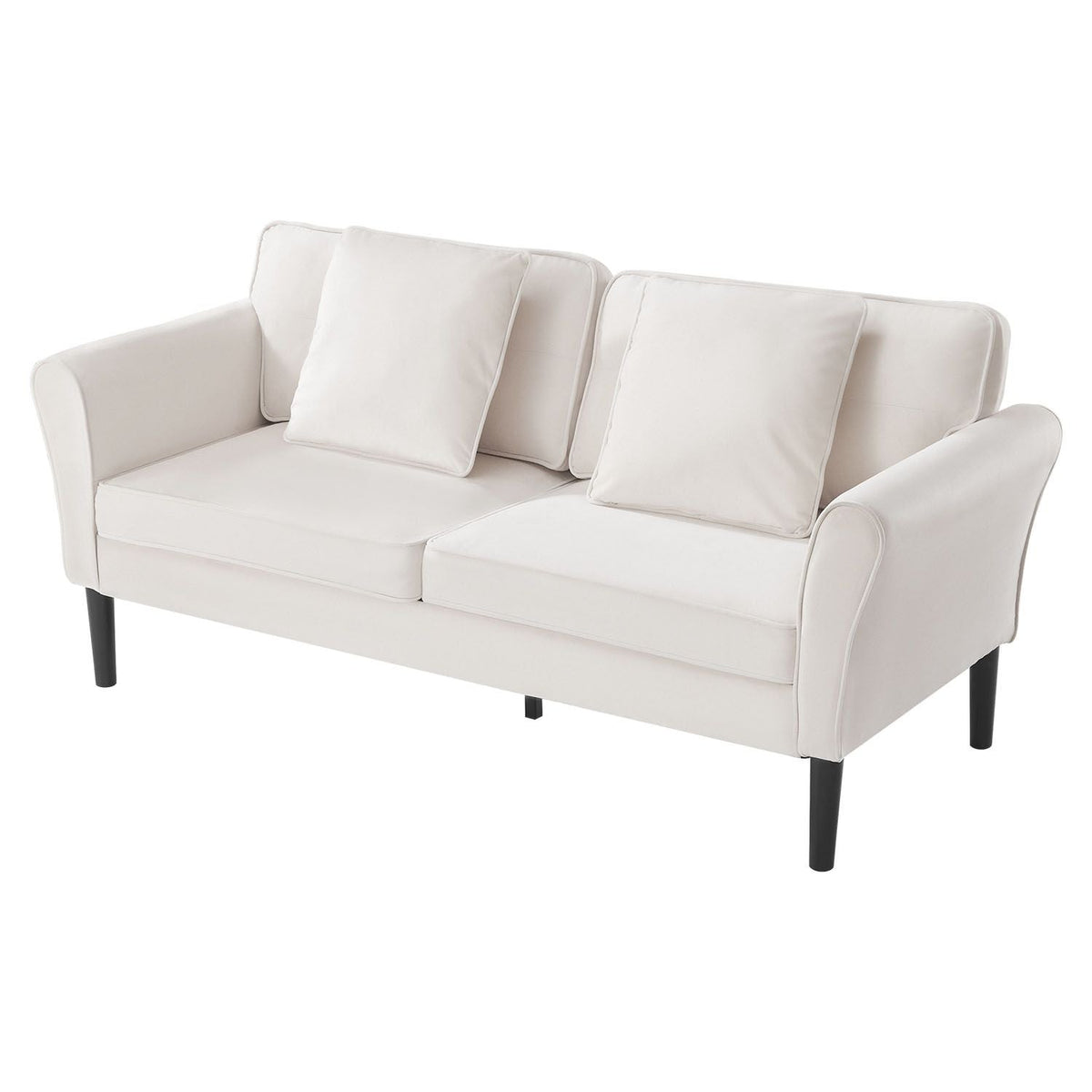 Loveseat Sofa, 69-Inch Small Sofa Couch for Living Room, Velvet Fabric 2-Seats Couch with Sinuous Spring, Soft Cushions and Sturdy Frame, Comfy Loveseat for Bedroom, Office or Apartment, White
