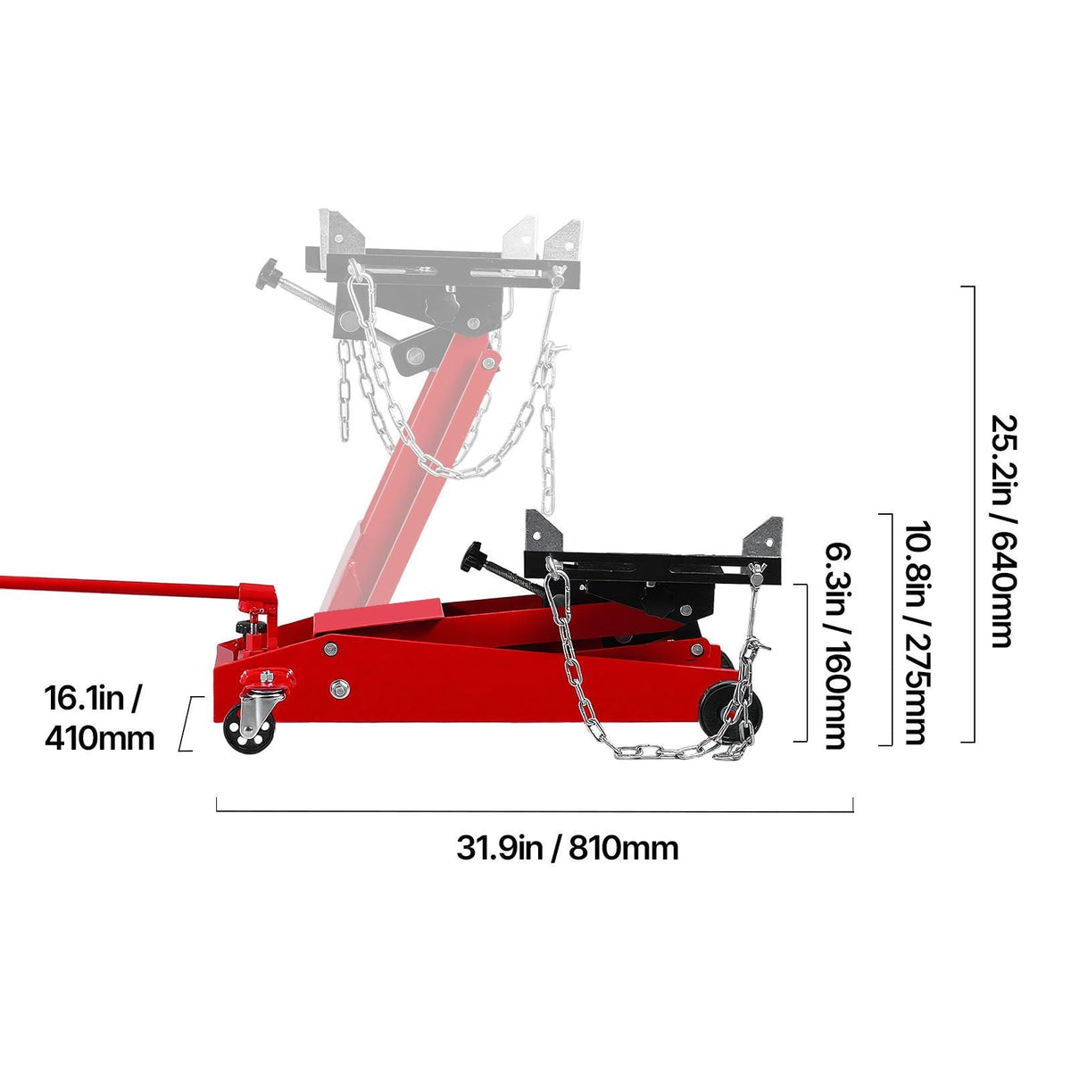 Low Profile Floor Jack, 1000 lbs / 0.45 Ton Lifting Capacity Telescoping Transmission Floor Jack, 6.3-25.2 in Lifting Height, 360° Swivel Front wheels, Heavy-Duty Lift Hoist for Garage/Shop
