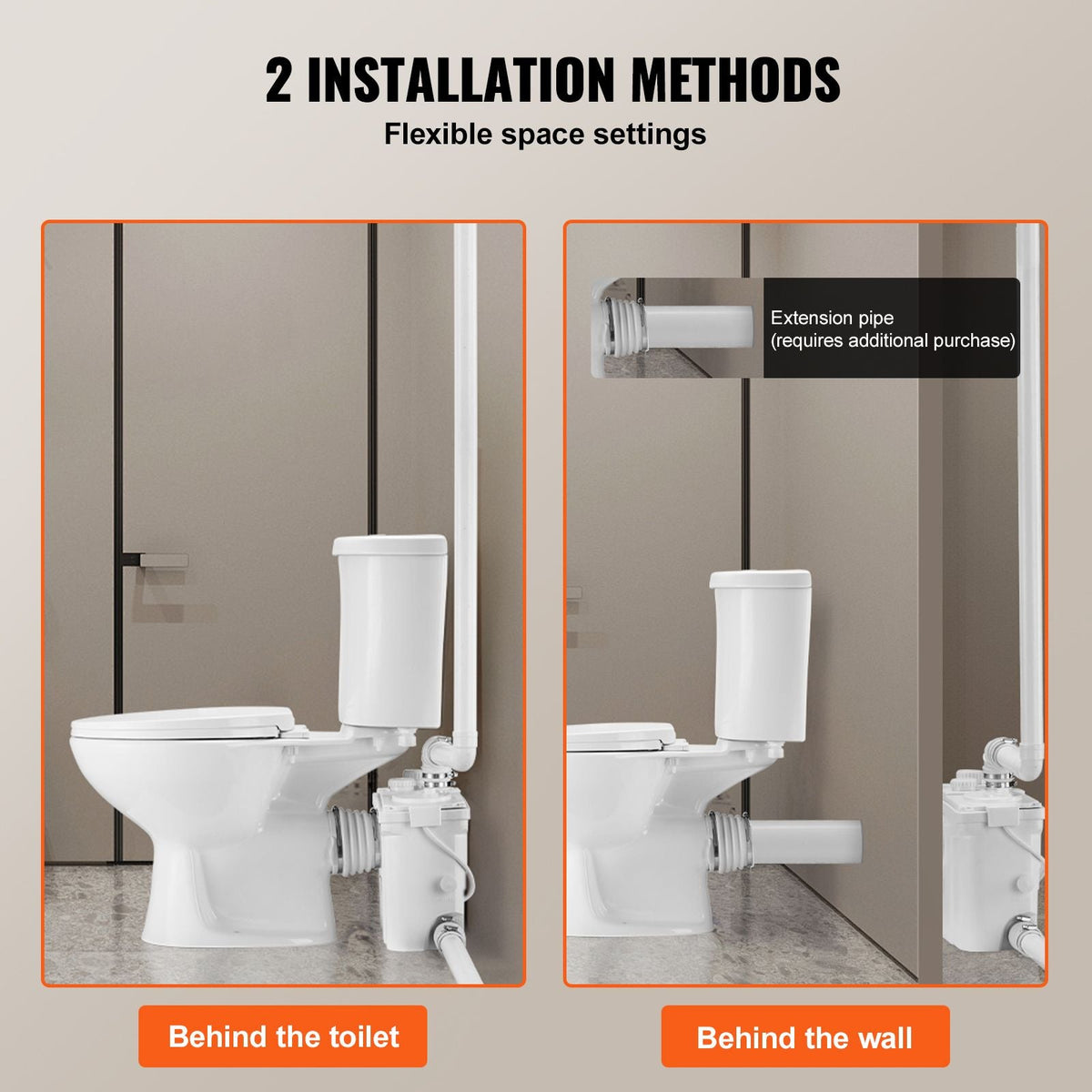 Macerating Toilet System with Powerful 800W Macerator Pump, Rear Discharge and Upflush Toilet For Basement, Dual Flush Water Disposal, Macerating Toilet System Kit with 4-Inlet, Space Saving