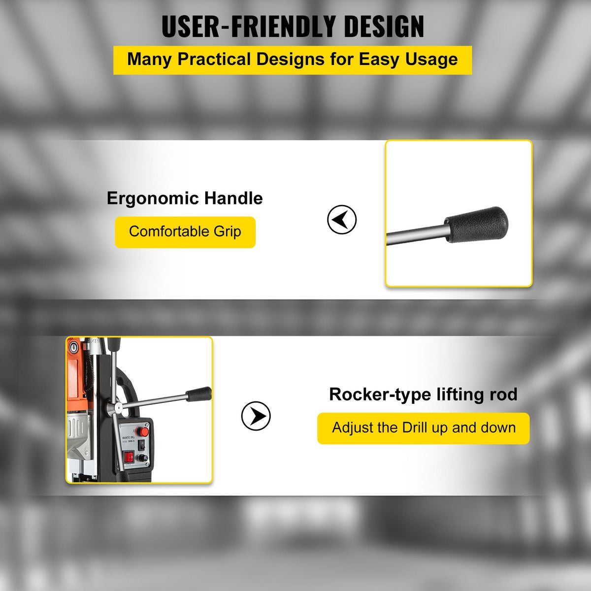 Magnetic Drill Magnetic Drilling Machine 980W, Metal Drill Press High Power 680 rpm, Multi-Function Metal Drill Press 35MM Core Drilling Machine for Drilling And Tapping