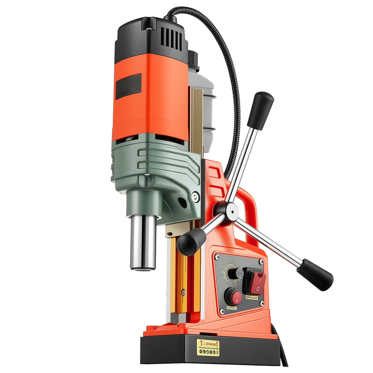 Magnetic Drill Press, 1400 W, 2 in Boring Diameter, 2810 lbf Power Portable Mag Drill Press, 0–800 RPM Adjustable Speed, with Weldon Shank, for Metal Surface, Industrial and Home Improvement