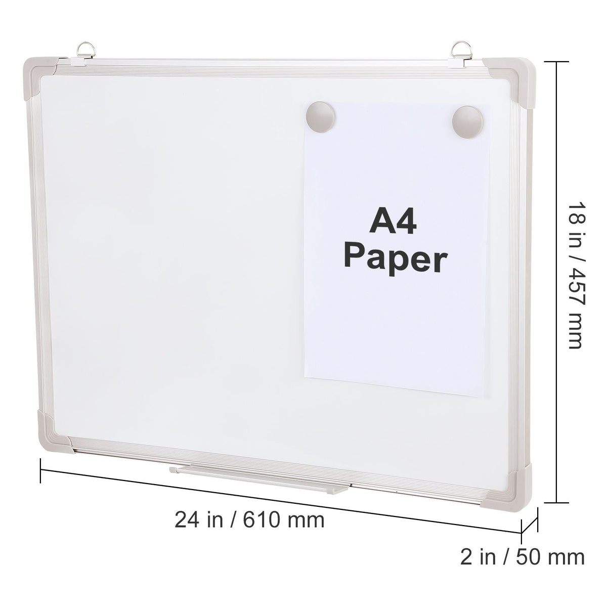 Magnetic Whiteboard, 24 x 18 Inches, Dry Erase Board for Wall with Aluminum Frame, White Board Includes 1 Magnetic Erase & 2 Dry Erase Marker & Movable Tray for Office Home Restaurant and School