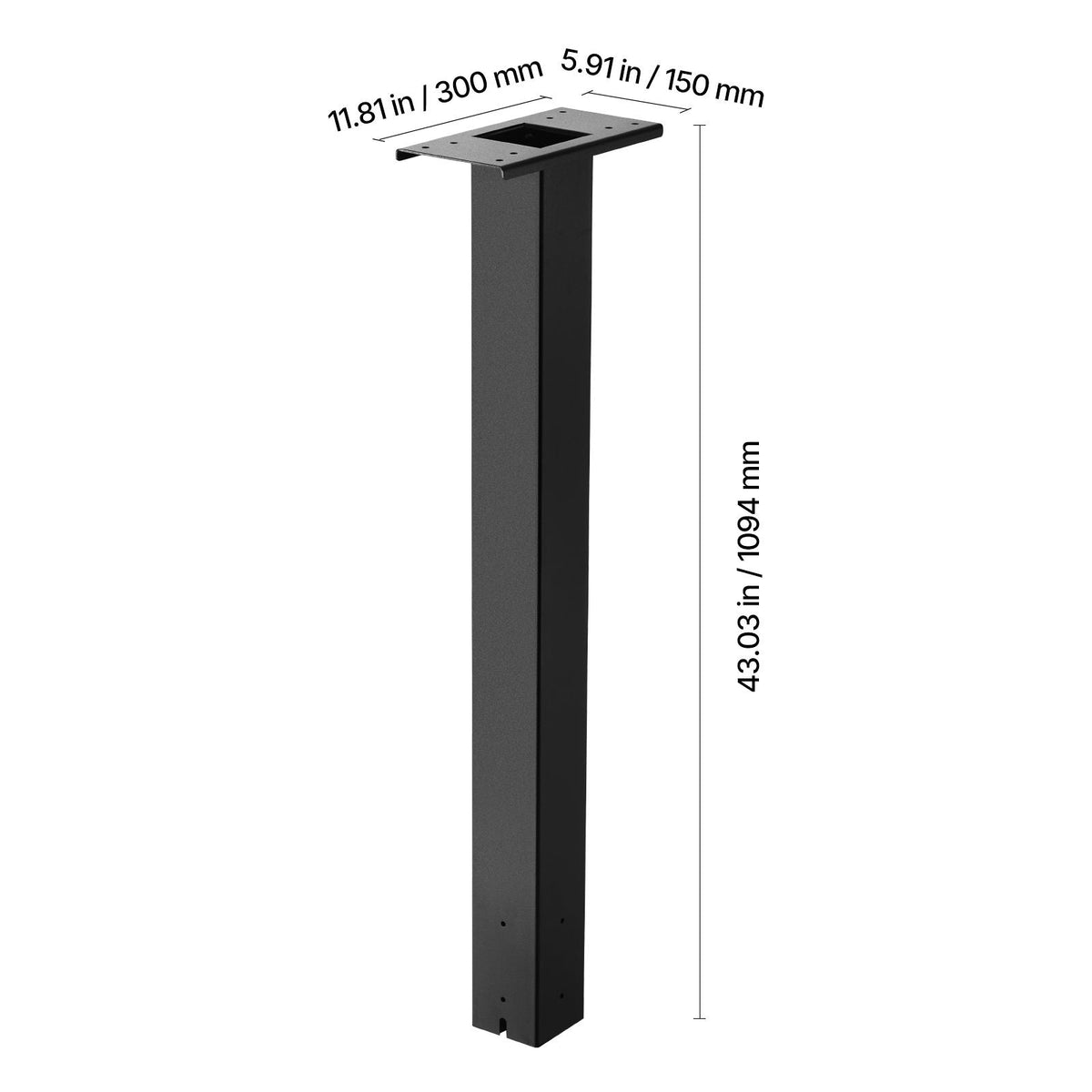 Mailbox Post, 43 x 4 x 4 Inches, Steel In-Ground Mounting Mail Box Stand with Universal Plate Bracket, Heavy Duty Metal Post Sleeve Kit for Outside Curbside Residential Use, Powder Coated Black