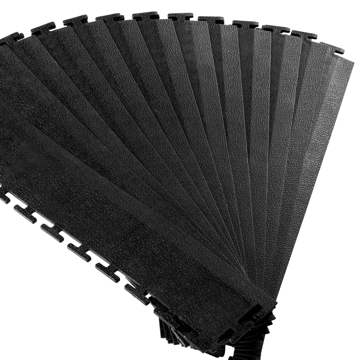 Male Garage Floors Transition Edge Kit, 12 Edges and 4 Corners, Sturdy PVC Interlocking Modular Garage Floor Edging Slip-resistant, Compatible Only with 4-Sided Interlocking Mats, Black