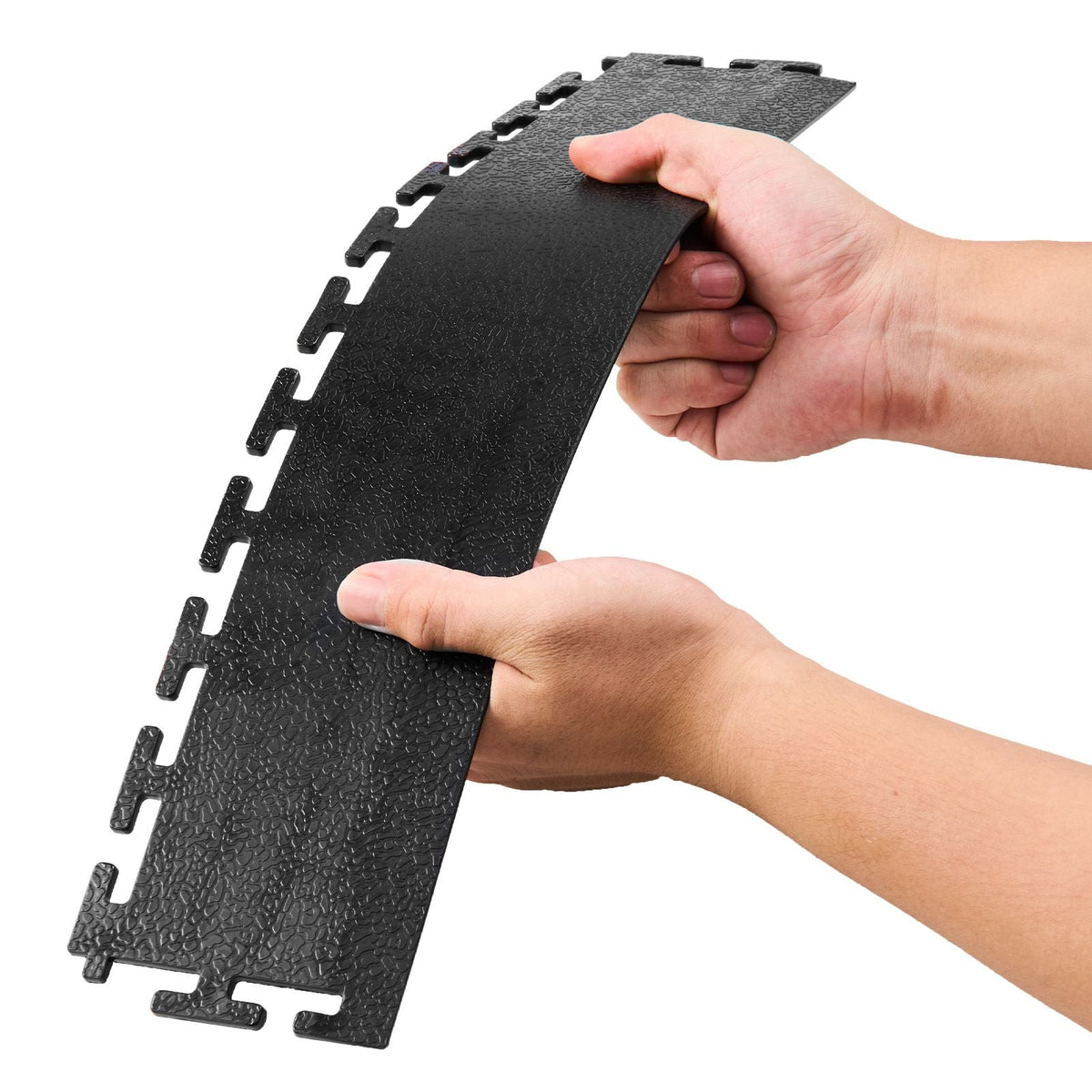 Male Garage Floors Transition Edge Kit, 12 Edges and 4 Corners, Sturdy PVC Interlocking Modular Garage Floor Edging Slip-resistant, Compatible Only with 4-Sided Interlocking Mats, Black
