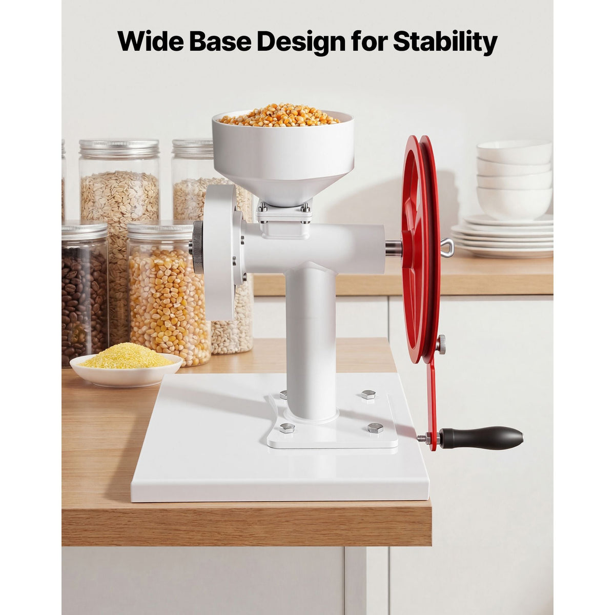 Manual Grain Mill with Flywheel, Hand-Crank Corn Grinder, Heavy-Duty Carbon Steel Wheat Grinding Mill with Adjustable Fineness & 0.53 Gallon Hopper for Grains Spices Coffee Beans Nuts