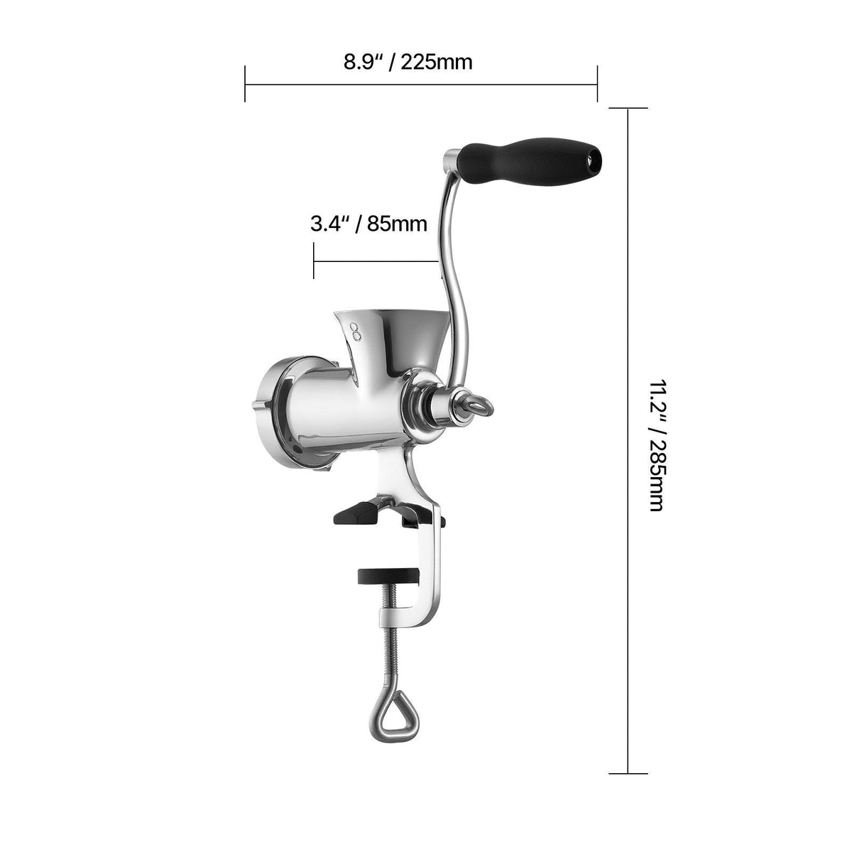 Manual Meat Grinder, 304 Stainless Steel Hand Crank Meat Mincer with Steel Table Clamp, Sausage Stuffer with 2 Cutting Plates & Sausage Tube, Food Grinder for Beef Chili Pork Kitchen Tabletop