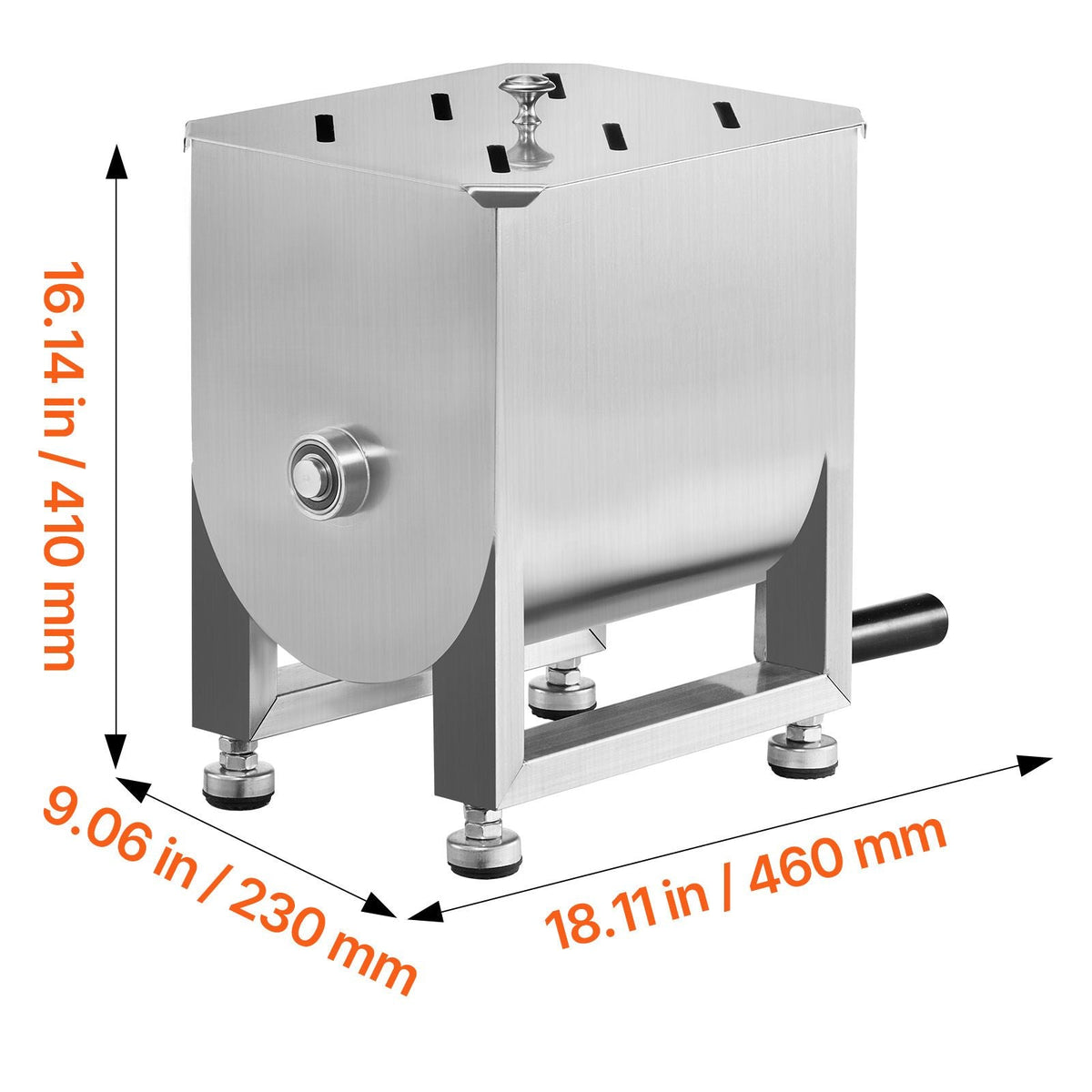 Manual Meat Mixer, 15L Fixed Tank Meat Processing Equipment(Mixing Maximum 15LBS for Meat), Stainless Steel Meat Mixer, Sausage Mixer Machine with Lid and Handle, Ground Beef Hand Mixer