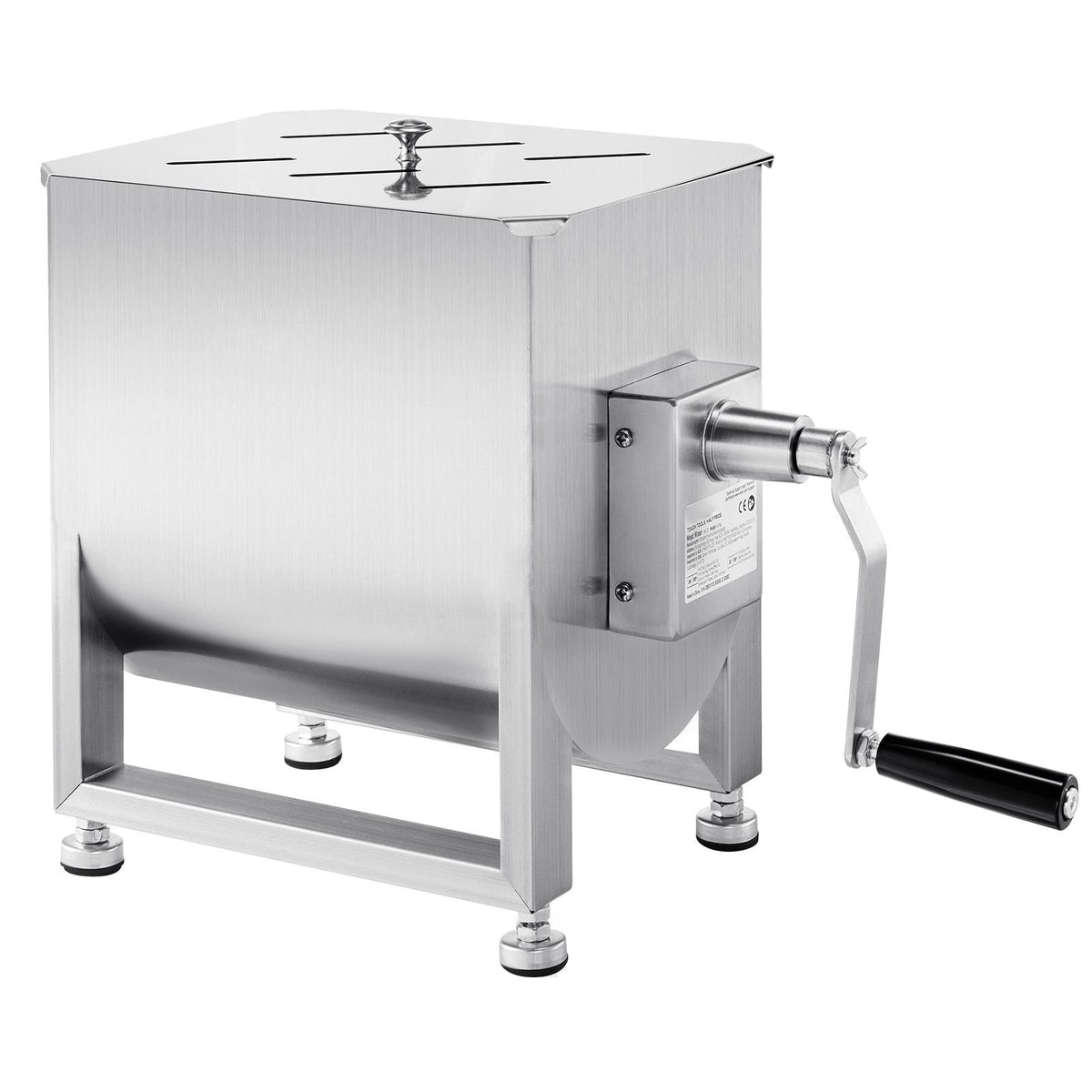 Manual Meat Mixer, 60L Fixed Tank Meat Processing Equipment(Mixing Max 120LBS for Meat), Stainless Steel Meat Mixer, Sausage Mixer Machine with Lid Handle Gear Reducer, Ground Beef Hand Mixer