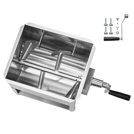 Manual Meat Mixer, 60L Fixed Tank Meat Processing Equipment(Mixing Max 120LBS for Meat), Stainless Steel Meat Mixer, Sausage Mixer Machine with Lid Handle Gear Reducer, Ground Beef Hand Mixer