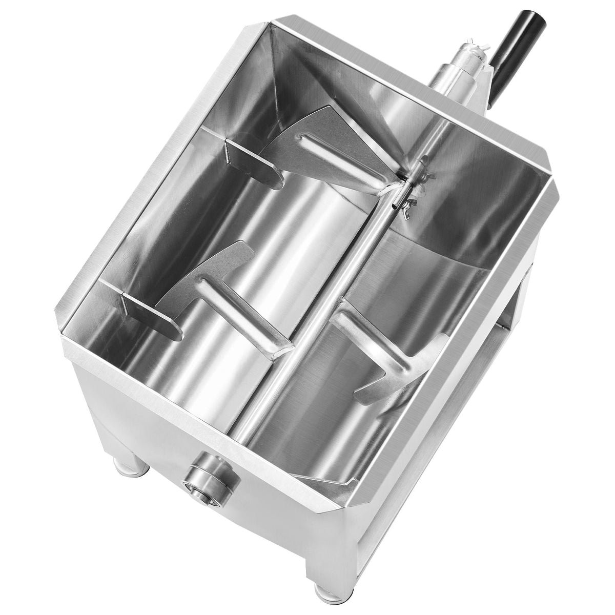 Manual Meat Mixer, 60L Fixed Tank Meat Processing Equipment(Mixing Max 120LBS for Meat), Stainless Steel Meat Mixer, Sausage Mixer Machine with Lid Handle Gear Reducer, Ground Beef Hand Mixer