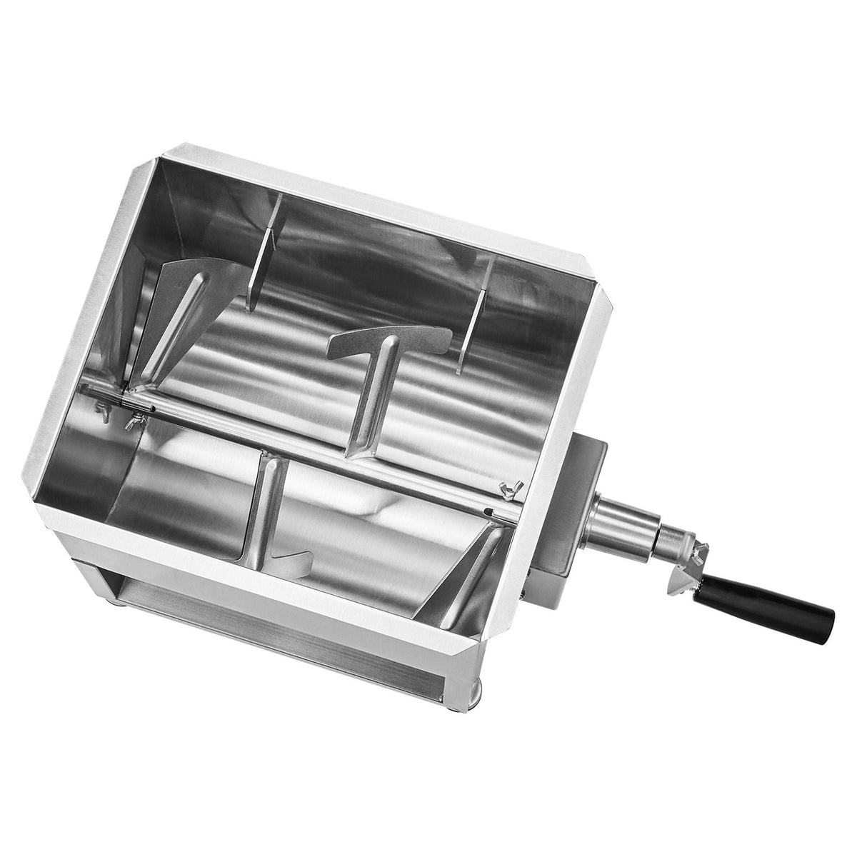 Manual Meat Mixer, 60L Fixed Tank Meat Processing Equipment(Mixing Max 120LBS for Meat), Stainless Steel Meat Mixer, Sausage Mixer Machine with Lid Handle Gear Reducer, Ground Beef Hand Mixer