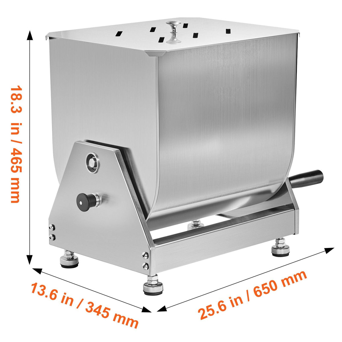 Manual Meat Mixer, 60L Tilt Tank Meat Processing Equipment(Mixing Max 60LBS for Meat), Stainless Steel Meat Mixer, Sausage Mixer Machine with Lid Handle Gear Reducer, Ground Beef Hand Mixer
