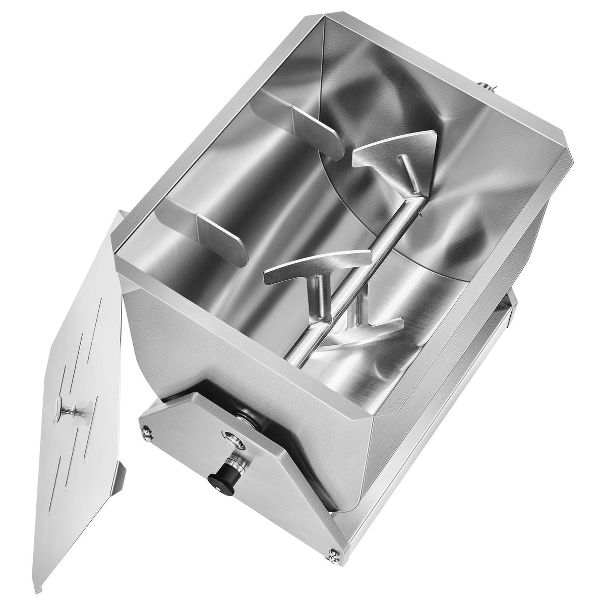 Manual Meat Mixer, 60L Tilt Tank Meat Processing Equipment(Mixing Max 60LBS for Meat), Stainless Steel Meat Mixer, Sausage Mixer Machine with Lid Handle Gear Reducer, Ground Beef Hand Mixer