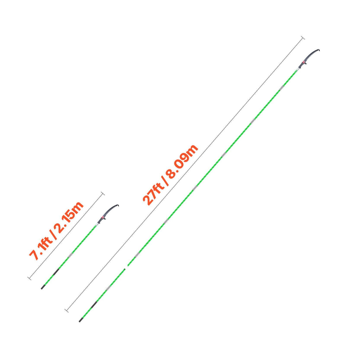 Manual Pole Saw, 3.87-27 ft Extendable Pole Tree Pruner, Sharp 65Mn Steel Blade, Lightweight Fiberglass Handle Pole, Double-Hook Saw for High Branch Trimming, Pruning Tool for Palms, Shrubs