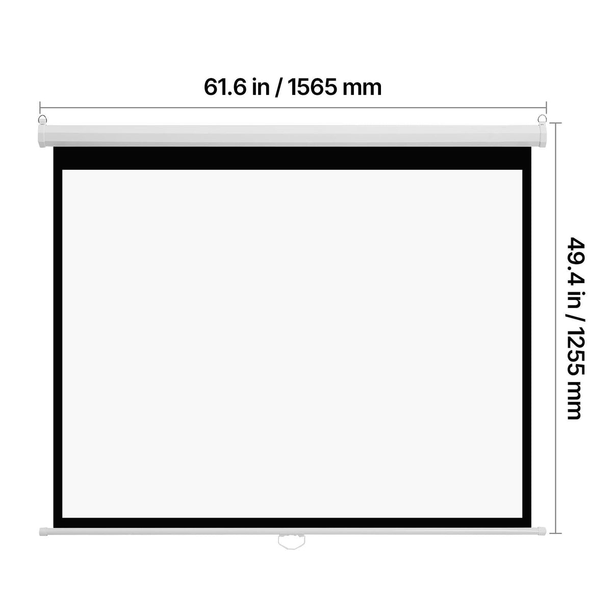 Manual Projector Screen, 72 inch 4:3 4K 1080 HD Retractable Pull Down Projector Screen, Wall Mounted Movie Projection with Pull Rope, Portable Display Projectoin for Family Home Office Theater