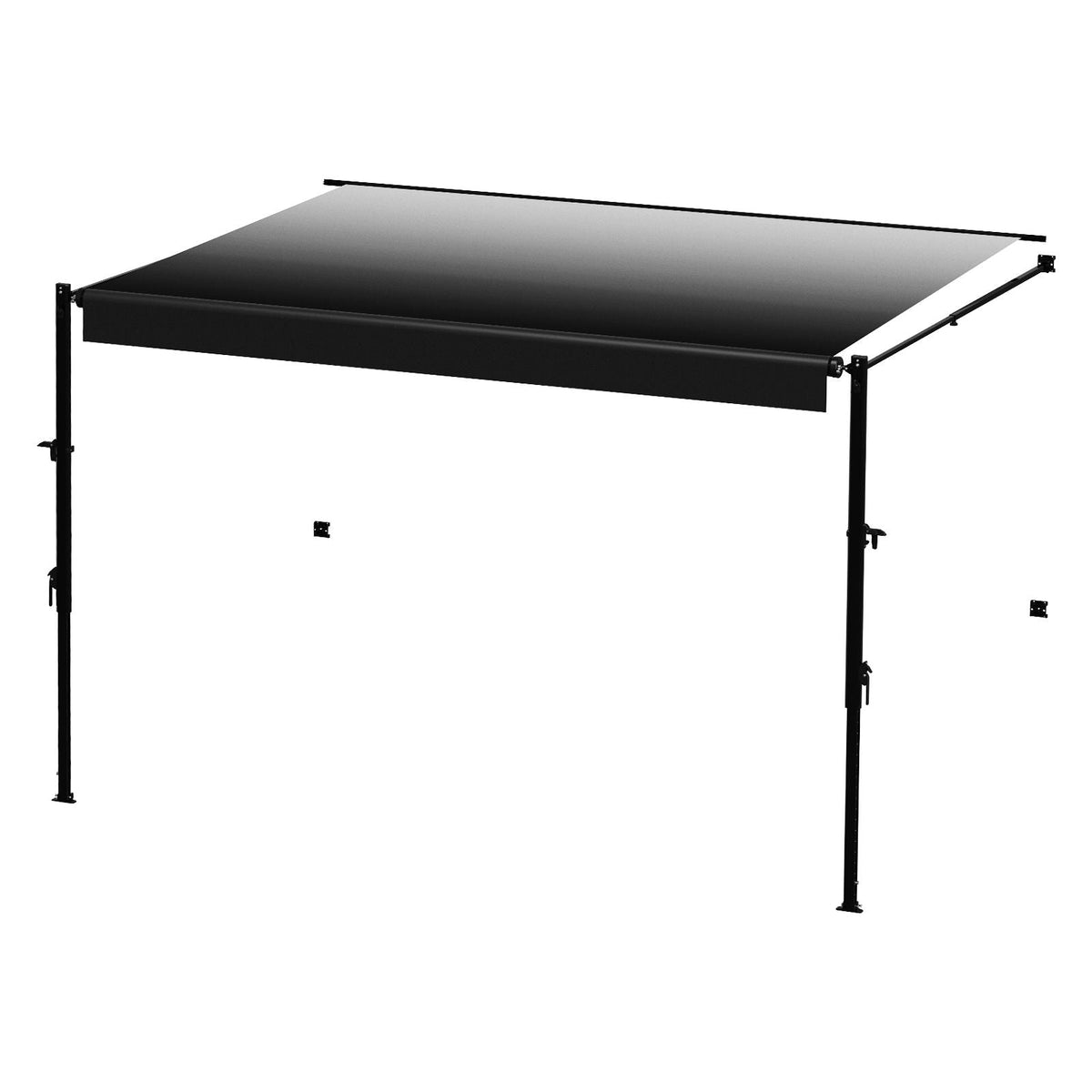 Manual RV Awning Complete Kit, 14' Retractable Awning with Aluminum Alloy Frame, Outdoor Trailer Awning, Fit for Most RVs(Black Fade)