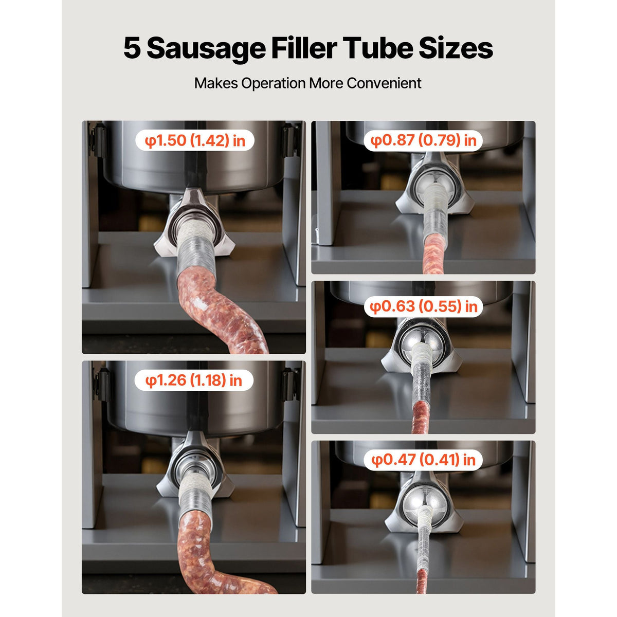 Manual Sausage Stuffer, 33 LBS / 15 L Vertical Meat Stuffer, Heavy Duty Sausage Casing Meat Stuffing Machine, Dual-Speed Stainless Steel Filler with 5 Filling Tubes, for Commercial and Home Use