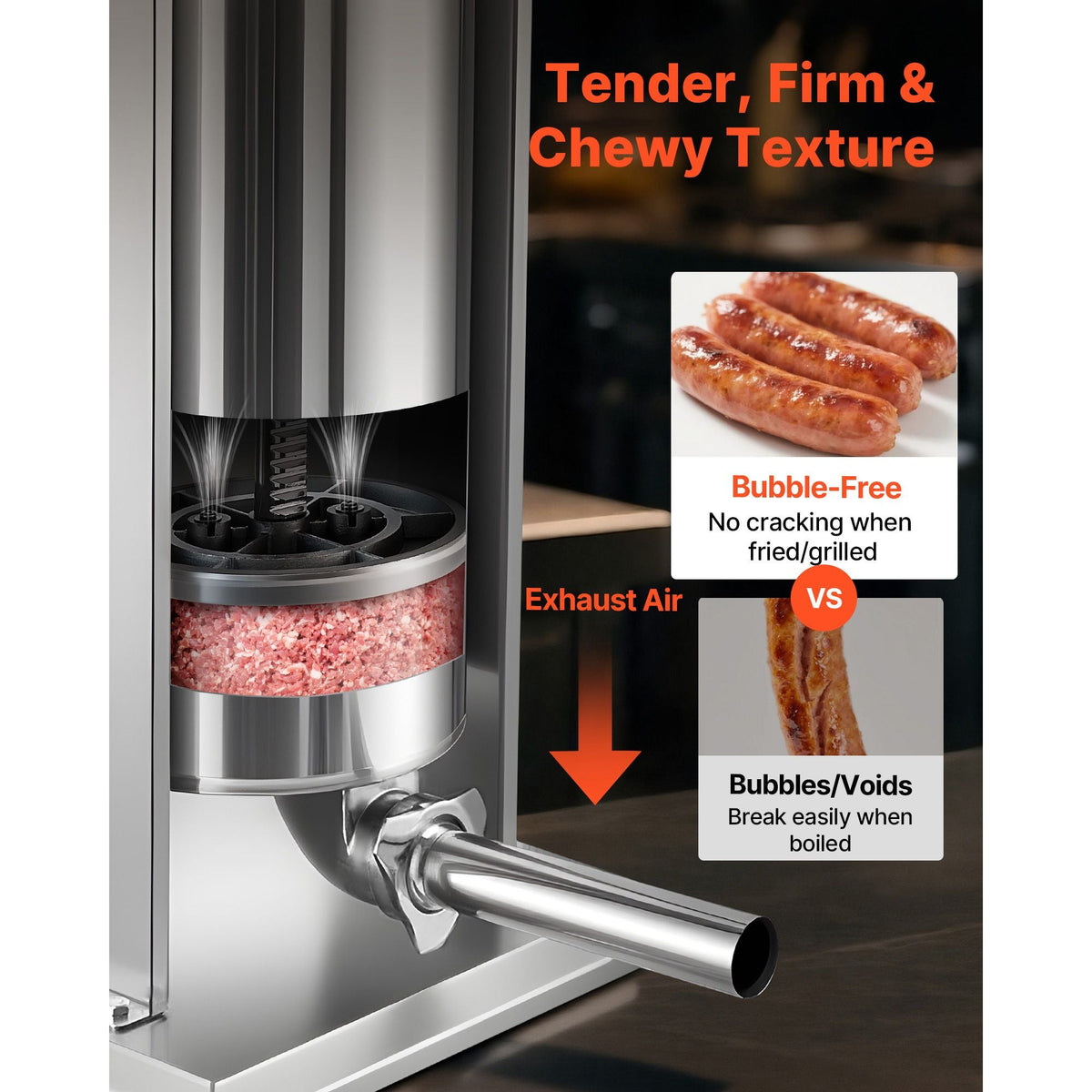 Manual Sausage Stuffer, 33 LBS / 15 L Vertical Meat Stuffer, Heavy Duty Sausage Casing Meat Stuffing Machine, Dual-Speed Stainless Steel Filler with 5 Filling Tubes, for Commercial and Home Use