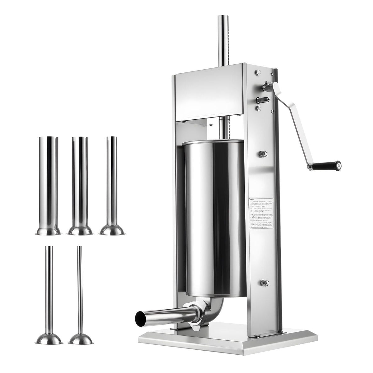 Manual Sausage Stuffer, 33 LBS / 15 L Vertical Meat Stuffer, Heavy Duty Sausage Casing Meat Stuffing Machine, Dual-Speed Stainless Steel Filler with 5 Filling Tubes, for Commercial and Home Use